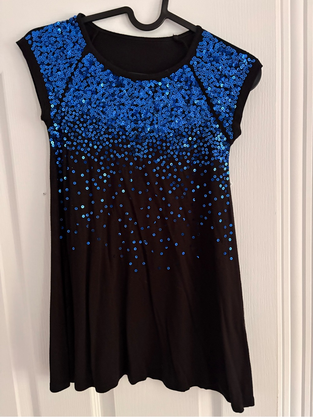 Kids Black Dress with Blue Sequin Ombre